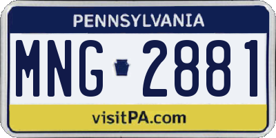 PA license plate MNG2881