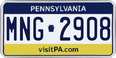 PA license plate MNG2908
