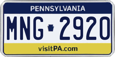 PA license plate MNG2920