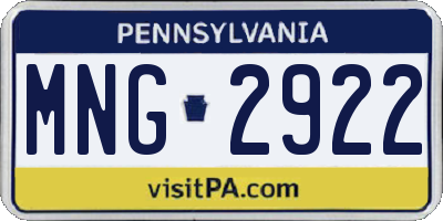 PA license plate MNG2922