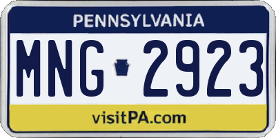 PA license plate MNG2923