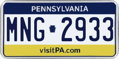 PA license plate MNG2933