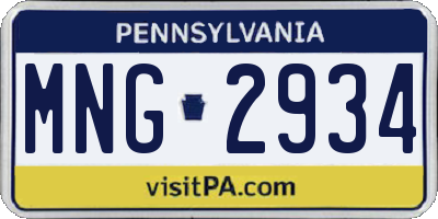 PA license plate MNG2934
