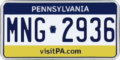 PA license plate MNG2936