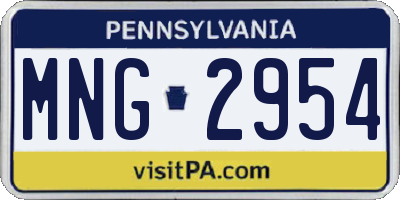 PA license plate MNG2954