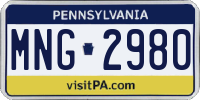 PA license plate MNG2980