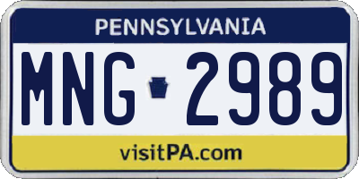 PA license plate MNG2989
