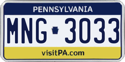PA license plate MNG3033