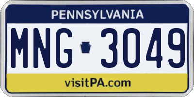 PA license plate MNG3049