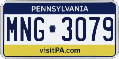PA license plate MNG3079
