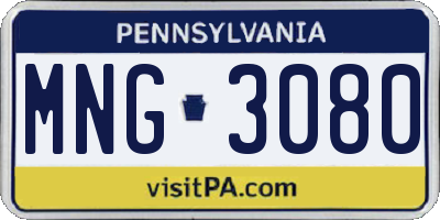 PA license plate MNG3080