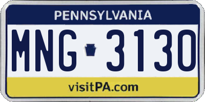 PA license plate MNG3130