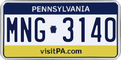PA license plate MNG3140