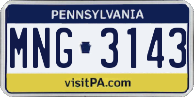 PA license plate MNG3143