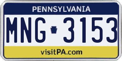PA license plate MNG3153