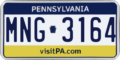PA license plate MNG3164