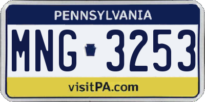 PA license plate MNG3253