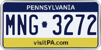 PA license plate MNG3272