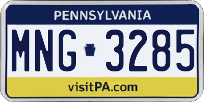 PA license plate MNG3285