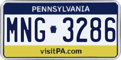 PA license plate MNG3286