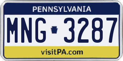 PA license plate MNG3287