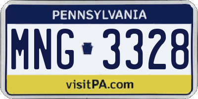 PA license plate MNG3328