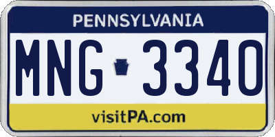 PA license plate MNG3340