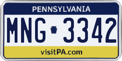 PA license plate MNG3342