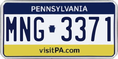 PA license plate MNG3371