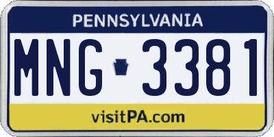 PA license plate MNG3381