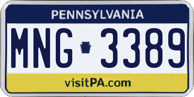 PA license plate MNG3389