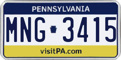 PA license plate MNG3415