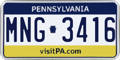 PA license plate MNG3416