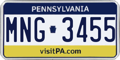 PA license plate MNG3455