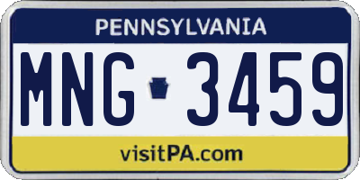 PA license plate MNG3459