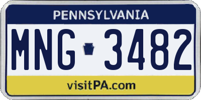 PA license plate MNG3482