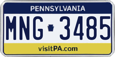 PA license plate MNG3485