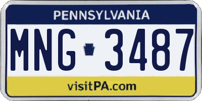 PA license plate MNG3487