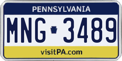 PA license plate MNG3489