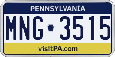 PA license plate MNG3515