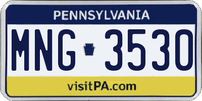 PA license plate MNG3530