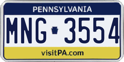 PA license plate MNG3554