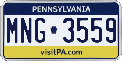 PA license plate MNG3559