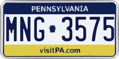 PA license plate MNG3575