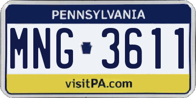 PA license plate MNG3611