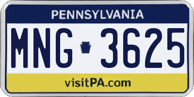 PA license plate MNG3625