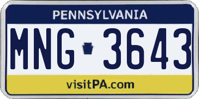 PA license plate MNG3643