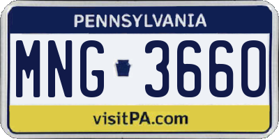 PA license plate MNG3660