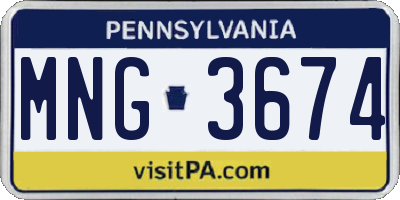 PA license plate MNG3674
