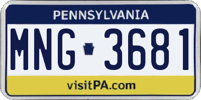 PA license plate MNG3681